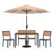 Flash Furniture Lark Series 7-Piece Steel/Aluminum Teak Patio Table and Chair Set Tan