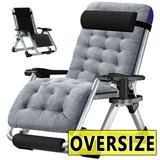 NAIZEA Zero Gravity Chair Oversized XL Foldable Portable Lawn Recliner with Cushion Headrest Cup Holder Gray