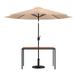 Flash Furniture Lark Series 3-Piece Steel Teak Patio Table with Umbrella and Stand Tan