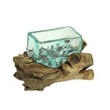 Contrast Rectangular Glass On Driftwood Bowl/Vase/Terrarium Succulent Planter