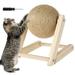 ODOMY Cat Scratching Ball Natural Sisal Cat Scratcher Toy with Catnip Interactive Solid Wood Scratcher Ball 7x7x6.3 Inch Cat Scratch Post with Rotatable Ball for Indoor Cats and Kitten
