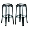 Home Square 30 Polycarbonate Patio Bar Stool in Black - Set of 2