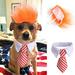 SPRING PARK 2Pcs/Set Pet Costume Dog Wig Dog Clothes with Collar & Tie Head Wear Apparel Toy for Halloween Christmas Parties Festivals