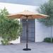 Merrick Lane Patio Umbrella with Base - 9 Tan Polyester Patio Umbrella - 30+ UV Protection - Waterproof Black Cement Base with 1.5 Diameter Aluminum Pole