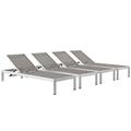 Modern Contemporary Urban Design Outdoor Patio Balcony Chaise Lounge Chair Grey Gray Aluminum