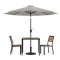 Flash Furniture Lark Series 5-Piece Steel/Aluminum Teak Patio Table and Chair Set Gray