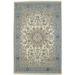 Cream & Light Blue Classic Floral 6X9 Indo-Nain Oriental Rug