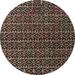 Ahgly Company Indoor Round Abstract Red Abstract Area Rugs 3 Round