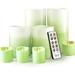 Green Flameless LED Candles with Remote Control (Set of 8) - Battery Operated Pillar and Votive Candles