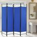 Room Dividers Folding Privacy Screen with 4 Panels Steel Frame Living Room Divider For Living Room Office Use Blue