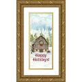 Reed Tara 12x24 Gold Ornate Wood Framed with Double Matting Museum Art Print Titled - Christmas Barn vertical I