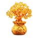 NUOLUX 19cm Natural Crystal Tree Money Tree Ornaments Bonsai Style Wealth Luck Feng Shui Ornaments Home Decor (Yellow Without Gold Coin)