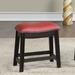 Red Barrel Studio® Burgundy PU Upholstery Saddle Stool Wood/Upholstered/Leather in Brown/Red | 18 H x 18 W x 14 D in | Wayfair