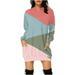 Dresses for Women Holiday Dresses for Women Casual Lightweight Hoodies Dress Mini Printed Pullover Sweatshirts Dress with Pockets