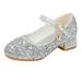 JDEFEG Toddler Girl Leather Sandals Toddler Little Kid Girls Dress Pumps Glitter Sequins Princess Low Heels Party Dance Shoes Rhinestone Sandals Flower Sandals Girls Grey 24