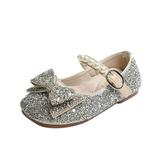 Jdefeg Girls Shoes Size 13 Fashion Autumn Girls Casual Shoes Rhinestone Sequin Bow Buckle Dress Shoes Dance Shoes Girl 6 Toddler Girl Boots Pu Silver 22