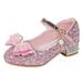 JDEFEG Closed Toe Sandals for Girls Toddler Little Kid Girls Dress Pumps Glitter Sequins Princess Bowknot Low Heels Party Dance Shoes Rhinestone Sandals Little Girls Slipper Boots Pu Pink 27