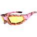 Motorcycle Sunglasses - Camo Pink Frame / Yellow Lens