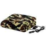 Heated Blanket - Ultra Soft Fleece Throw Powered by 12V Auxiliary Power Outlet for Travel or Camping - Winter Car Accessories by Stalwart (Green Camo)