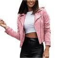 Women s Faux Suede Faux Leather Moto Jacket Slim Cropped Zipper Motorcycle Coat Long Sleeve Cardigan Short Outwear