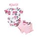 Crop Top And Skirt Set for Teens Girl Tops Pieces Shorts 0-18M Romper Clothes Prints Floral Headband Outfit Floral Bowknot Three Set Girls Outfits&Set Girls 8 Summer Clothes