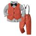 Size 7 Boys Clothes Toddler Boys Long Sleeve Striped Prints T Shirt Tops Vest Coat Pants Child Kids Gentleman Outfits Toddler Long