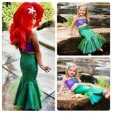 Baby Girl Ariel Little Mermaid Tail Bikinis Costume Swimwear Outfits Dress Set Size 3-4Year