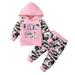 NZRVAWS Baby Girls Outfits 2 Years Baby Girls Letter Print Splice Hoodies 3 Years Baby Girls Camouflage Print Pants 2Pcs Winter Clothes Set Pink