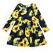 JDEFEG Dress 4T Toddler Kids Girls Floral Sunlowers Long Sleeves Beach Dress Princess Clothes High Low Flower Girl Dress Girls Dresses Skirts for Girls Polyester Black 8Y