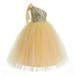 Ekidsbridal One-Shoulder Sequins Tutu Junior Flower Girl Dress Pageant Gown 182 5
