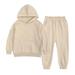 ZCFZJW Kid s Tracksuits 2 Piece Athletic Hoodie Tracksuit Set Activewear Solid Pullover Sweatshirt Sweatpant Sports Sets for Youth Boys Girls Sweatsuit(Beige 12-13 Years)