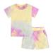 6 Month Birthday Outfit Girl Kids Toddler Boy Girls Clothes Sports Casual Tie Dye Prints Short Sleeves T Shirt Elastic Waist Shorts Set Outfit Pants Toddler Girl