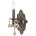 1 Light Steel Crystal Accent Candle Wall Sconce-9.5 inches H By 6.25 inches W-Venetian Bronze Finish-Swarovski Strass Crystal Type-Golden Teak Crystal