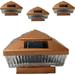 4 Pack Solar 5X5 Fence Post Cap Light with FIVE LED Bulbs COPPER Garden Square Shape Cap Light