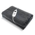 COSTWAY Electric Heated Throw Blanket, Extra Large Electric Over Blanket with 10 Heat Settings, 9-Hour Timer Function & Digital Remote, Machine Washable Luxury Flannel Heating Throw(Grey,180x130cm)