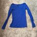 American Eagle Outfitters Tops | American Eagle Outfitters Blue Long Sleeve V-Neck | Color: Blue | Size: M