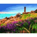 DIY Oil Painting by Numbers Oil Paint for Adult Seaside Lighthouse 19.7 by 15.7in