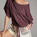 Anthropologie Tops | Anthropologie Pilcro Shelley Washed Top Cotton Size Xs Plum Tie Front Oversized | Color: Purple | Size: Xs