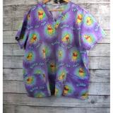 Disney Tops | Disney 2xl Winnie The Pooh Purple Scrub Top Double Front Pockets | Color: Purple | Size: 2xl