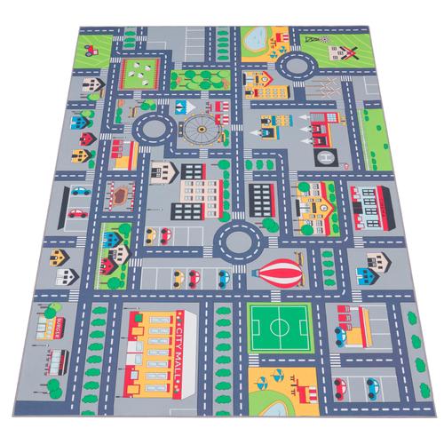 Kinderteppich PACO HOME ""Bino 576"" Teppiche Gr. B: 100cm, 4mm, L: 200cm, grau Kinder Kurzflor, Straßen-Spiel-Teppich, Kinderzimmer