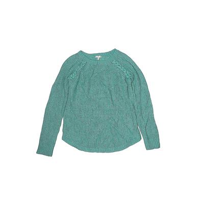 Children's Apparel Network Pullover Sweater: Teal Solid Tops - Kids Girl's Size 10