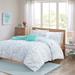 Intelligent Design Abby Metallic Printed and Pintucked Comforter Set in Aqua blue (Twin/Twin XL) - Olliix ID10-2114