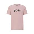 BOSS Herren T-Shirt RN T-Shirt aus Baumwolle mit kontrastfarbenem Logo Hellrosa S