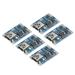 TP4056 MINI USB 4.5-5.5V 1A 18650 Battery Charger Module Board Pack of 5 - Blue