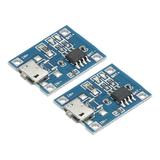 TP4056 MICRO USB 4.5-5.5V 1A 18650 Battery Charger Module Panel Pack of 2 - Blue