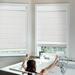 MOOD Custom Fabric Roman Shades for Windows | Cordless + Designer Styles with Thermal Backing | 39 inches wide blinds for Bedroom Living Room Doors and Homes | Pure White (Privacy) | 39 W x 60 H