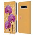 Head Case Designs Watercolour Flowers 2 Orchids Leather Book Wallet Case Cover Compatible with Samsung Galaxy S10+ / S10 Plus