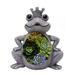 1pc Crown Frog-shaped Succulent Sculpture Decor Solar Landscape Lamp Dark Grey