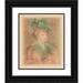 Pierre-Auguste Renoir 15x18 Black Ornate Wood Framed Double Matted Museum Art Print Titled - Lady with Green Hat (Mlle. Dieterle)