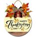 Eveokoki 11 Thanksgiving Day Wooden Hanging Sign Round Pumpkin Wood Door Sign Hanging Pumpkin Wood Front Sign Fall Pumpkin Wooden Hanging Sign Plaque Pumpkin Round Porch Sign with Wreath